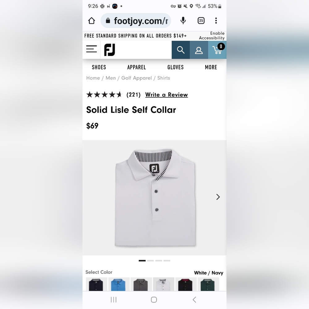 Brand new Footjoy Pro dry golf shirt with tags